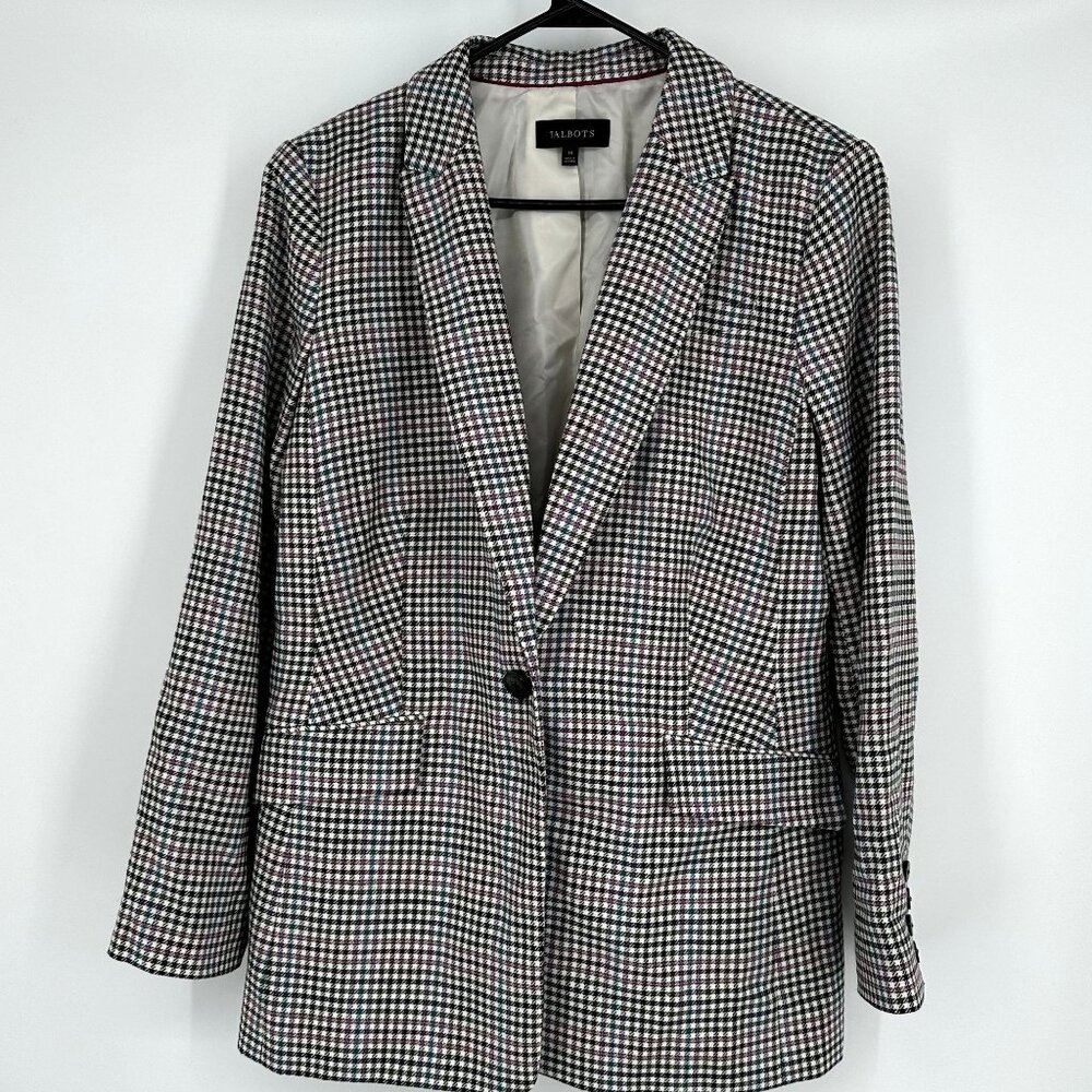 Talbots Blazer Women's Houndstooth Single Button Size 14